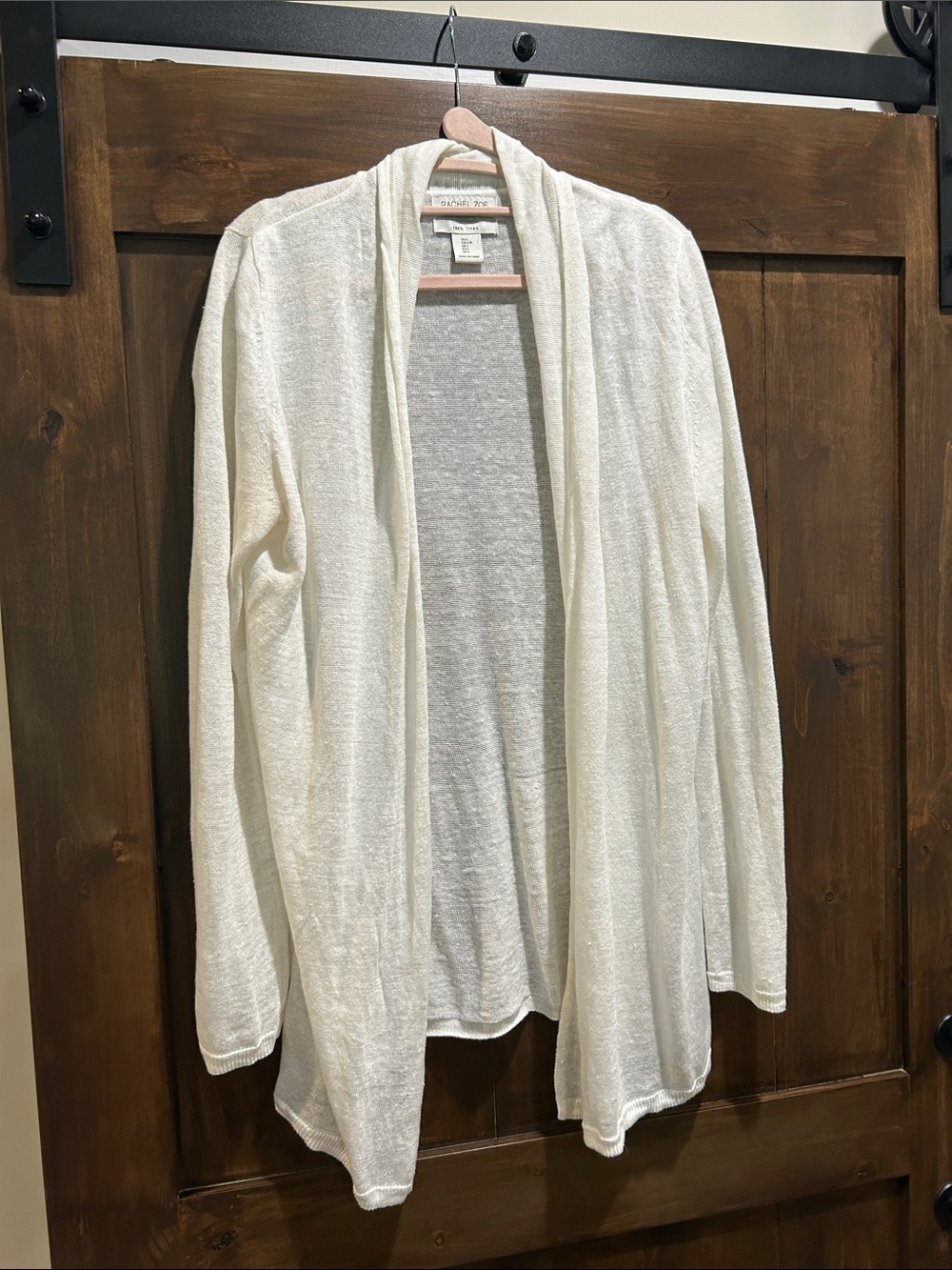 M71 Rachel Zoe Linen Open Front Cardigan - Ivory Size Large
